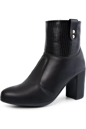 Lumiss Bota Feminina Cano Curto Salto Bloco Grosso Confortável Botinha Moda