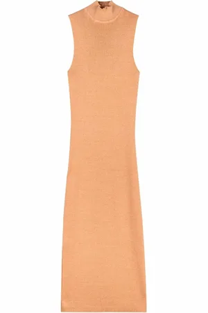 LEZ A LEZ Vestido Midi Justo em Tricô com Gola Alta