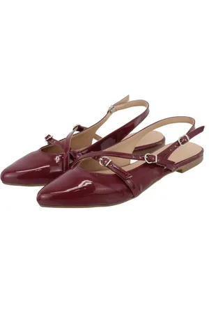 Flor da Pele Sapatilha Slingback Rasteira Feminina 184101 Verniz Marsala