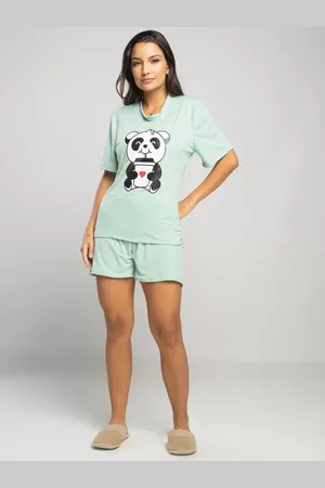 Vicbela Pijama Curto Feminino Manga Curta Malha Suede Adulto