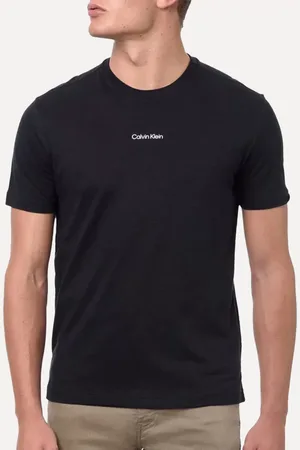 Calvin Klein Camiseta Masculina Flame Front Logo Preta