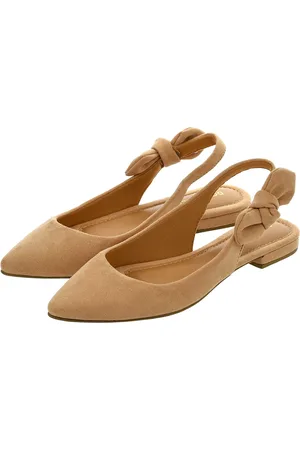 monté Sapatilha Feminina Bico Fino Mule Slingback CM Calçados Laço Camurça