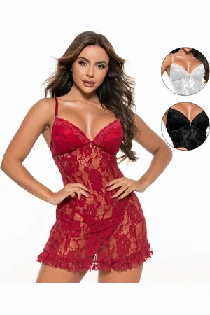 Gabi Kit 2 Camisolas Renda Curta Sensual Com Bojo Pijama Sexy Elegante Multicolorido