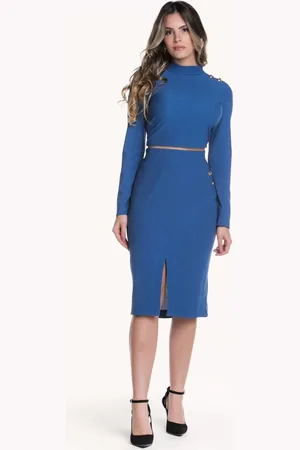 Art CONJUNTO FEMININO BLUSA E SAIA COM BOTÕES