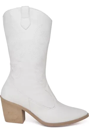 Ferracioli Bota Feminina Texana Western Cowtry Cano Médio Napa Off White