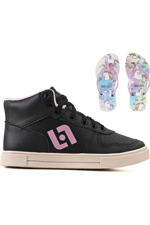 CALCADOS LGHT LIGHT Infantil - Tenis Meninas Botinha Cano Alto Escolar Casual Basico + Chinelo