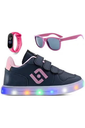 CALCADOS LGHT LIGHT Infantil - Tenis De Led Casual Sapatenis Mulher Street Calce Facil + Oculos Relogio