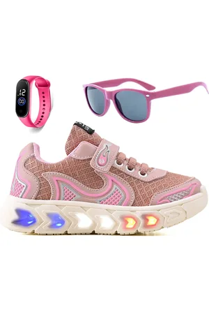 CALCADOS LGHT LIGHT Infantil - Tenis De Led Casual Jogger Meninas Escolar Basico + Relogio