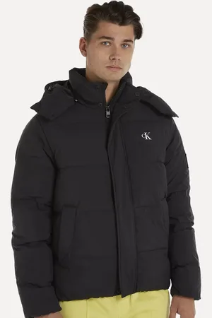 Calvin Klein Jaqueta Masculina Hoodie Matelassê Chest CK Logo Preta