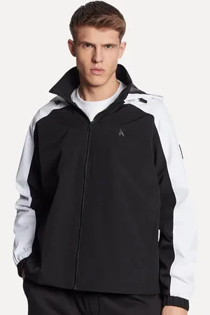 Calvin Klein Jaqueta Jeans Bomber Hoodie Colorblock Preta