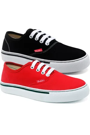 Polo Blu Kit 2 Pares Tênis Feminino Casual Leve em Lona e Vermelho