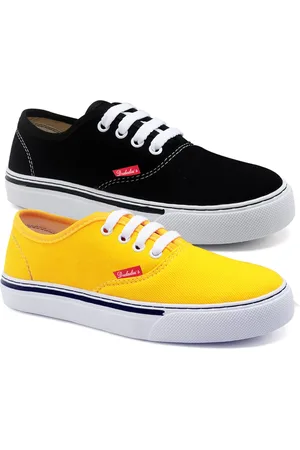 Polo Blu Kit 2 Pares Tênis Casual Feminino Leve em Lona e Amarelo