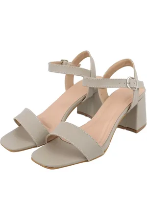 Flor da Pele Sandalia Feminina Napa Aveia Salto Bloco 80020