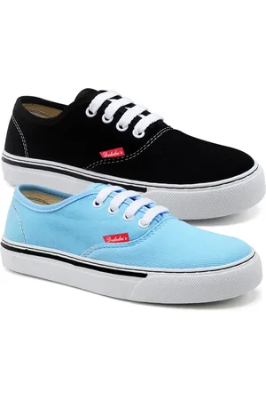 Polo Blu Tenis Feminino Casual Kit 2 Pares Leve em Lona Preto e Azul