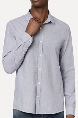 Calvin Klein Camisa Masculina Slim Fit Oxford Leve Marinho Mescla
