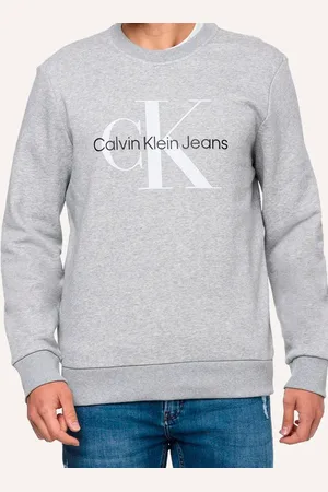 Calvin Klein Moletom Jeans Masculino Crewneck Issue Monograma Mescla