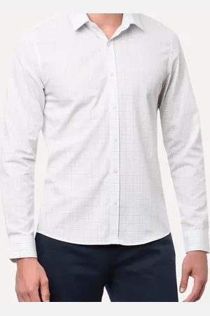 Calvin Klein Camisa Masculina Slim Grid Xadrez Branca