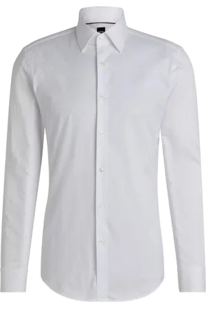 HUGO BOSS Camisa Slim De Algodão Italiano Com Monogramas