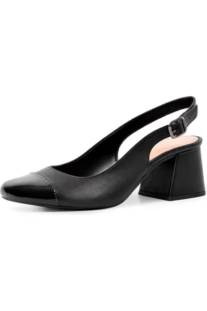 Lumiss Scarpin Feminino Mary Jane Boneca Slingback Bicolor Salto Bloco Confortável