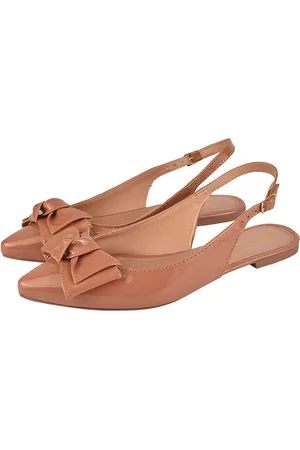 Donatella Shoes Sapatilha Feminina Bico Fino Mule Slingback CM Calçados Laço Verniz