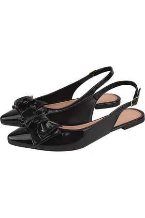 Donatella Shoes Sapatilha Feminina Bico Fino Mule Slingback CM Calçados Laço Verniz