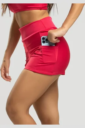 Vicbela Short Curto Feminino Com Bolso Suplex Moda Fitness Rosa