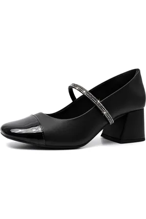 Lumiss Scarpin Feminino Mary Jane Boneca Bicolor Salto Bloco Confortável Strass Brilho