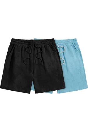 Genuine Kit 2 Bermuda Short Linho Premium Masculino Mauricinho Moda Praia - Preto +