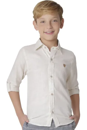 Look Jeans Infantil - Camisa Juvenil Linho