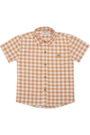 Look Jeans Infantil - Camisa Xadrez Laranja