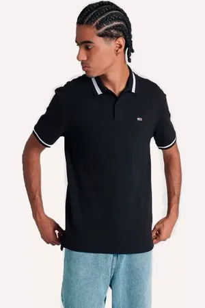 Tommy Hilfiger Polo Masculina Piquet Regular Tipped Stretch Preta