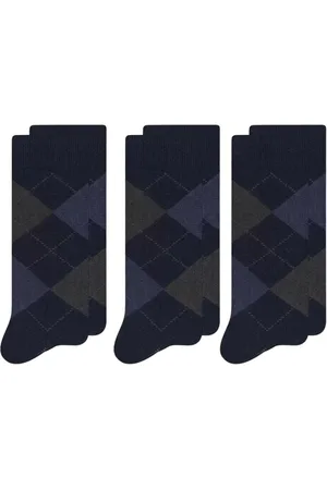 Selene Kit 3 Pares Meia Masculina Cano Longo Escocesa 8010 Marinho