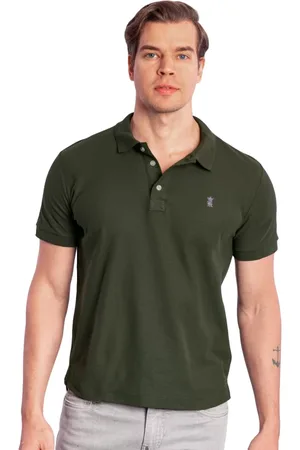 Sergio K. Polo Masculina Piquet Violet Logo Verde Militar