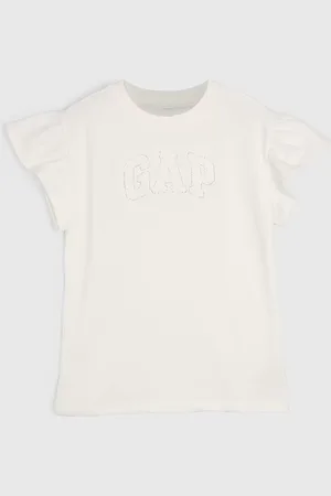 GAP Infantil - Camiseta Bordado Off-White
