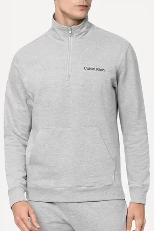 Calvin Klein Moletom Loungewear Masculino Half Zip Modern Logo Mescla