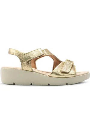 USAFLEX Sandália Feminina Em Couro Plataforma Fecho-Flex AL4303