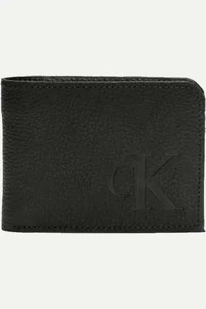 Calvin Klein Carteira Jeans Masculina Couro CK Queima Preta