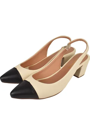monté Sapato Scarpin Sandália CM Calçados Bico Fino Aberto Confort Bicolor Off White