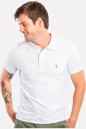 Sergio K. Polo Masculina Piquet Grey Logo Branca