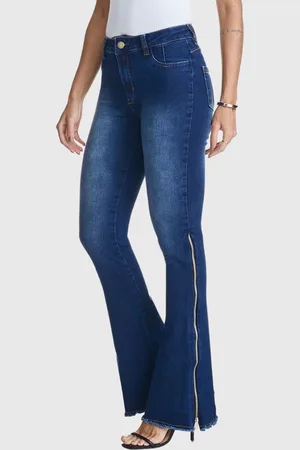 HNO Jeans Calça Jeans Flare Detalhe em Zíper Escuro