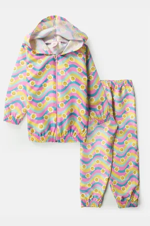LALUNA Infantil - Conjunto Feminino Corta Vento C/Capuz Margaridas 0184