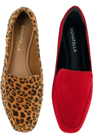 Donatella Shoes Kit 2 Pares Mocassim Feminino Vermelho e Onça Camurça