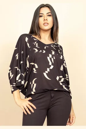 Amazonia Vital Blusa Ampla Morcego Guyrá Manga 3/4 Fibra de Bambu Estampa Maria