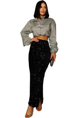 Cia do Vestido Camisa Cropped Tricoline Manga Longa Com Botões Oyare