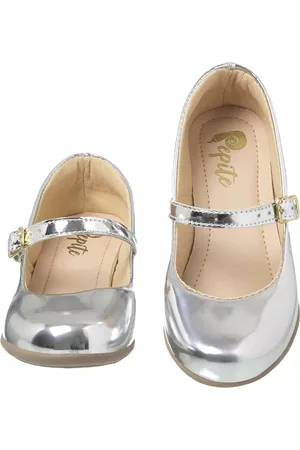 Pepite Moda Infantil Infantil - Sapatilha Feminina Social Prateada Boneca