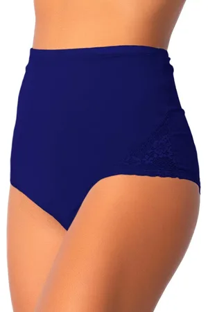 Sigh Calcinha Hot Pants Cós Alto Renda Lingerie Feminina escuro
