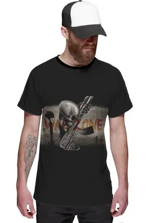 Di Nuevo Camiseta Arma e Caveira Zona de Guerra Skull Rock Muerte