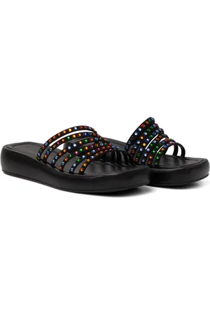Flor da Pele Sandália Tamanco Flat Feminina Em Napa Com Detalhes Colorido 183020