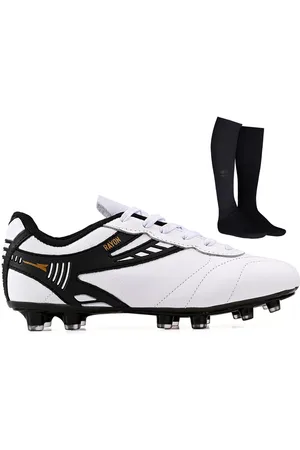CALCADOS LGHT LIGHT Chuteira Futebol Profissional Masculina de Couro Campo Grama Natural + Meião