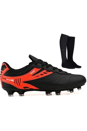 CALCADOS LGHT LIGHT Chuteira Futebol Profissional Masculina de Couro Campo Grama Natural + Meião